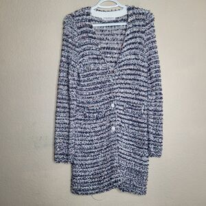 Amina Rubinacci Long Sweater Button Cardigan Size 40 Tweed Multicolor Italy